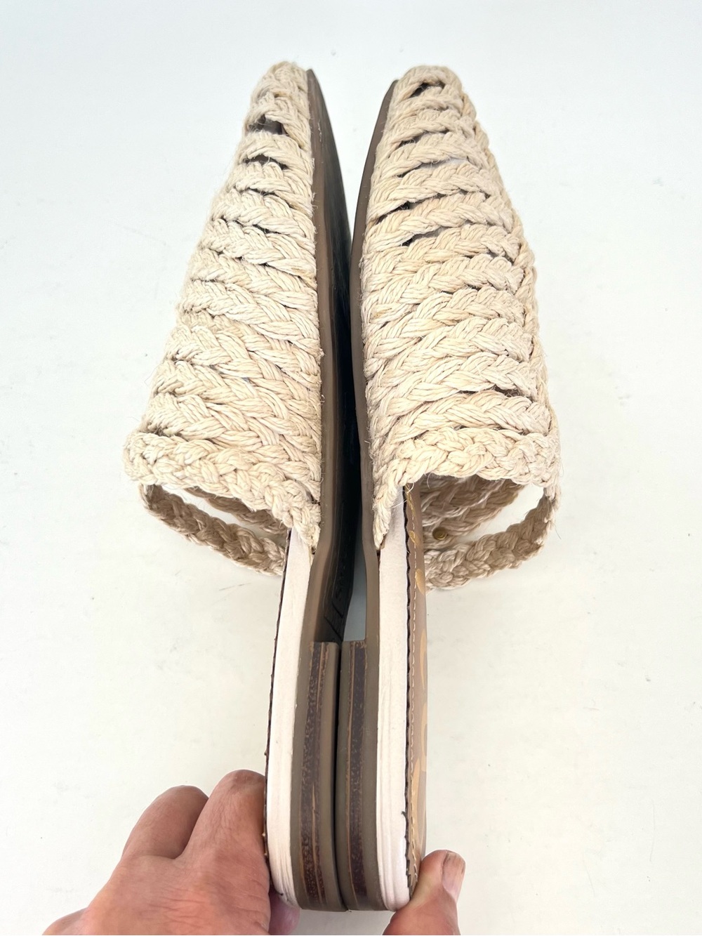 SAM EDELMAN Circus Cream Braided Pointy Closed Toe Summer Boho Ballet Flats Sz 8 - Picture 9 of 12